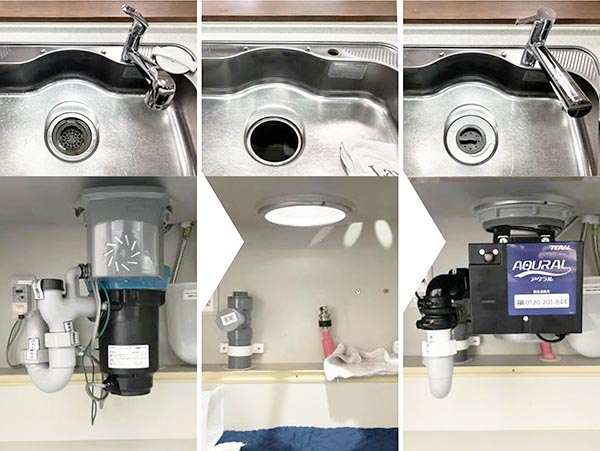 浄水器内蔵キッチン水栓とディスポーザーの同時交換
